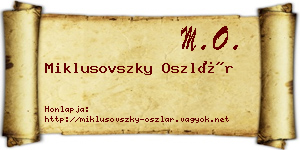 Miklusovszky Oszlár névjegykártya
